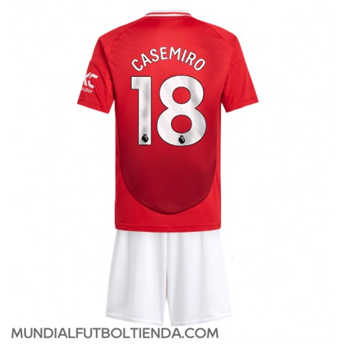 Camiseta Manchester United Casemiro #18 Primera Equipación Replica 2024-25 para niños mangas cortas (+ Pantalones cortos)